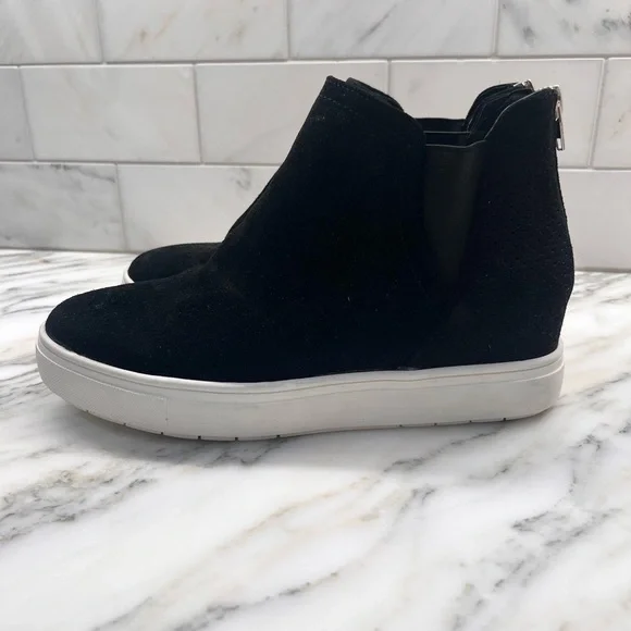 New! INC Suede Tayla Sneakers Hi-Top Black Platform Wedge Heel Fashion Sneaker - Picture 5 of 13